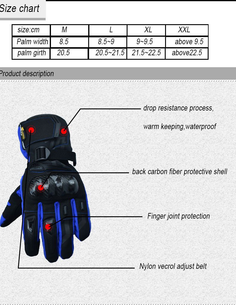 MADBIKE Winter Motorcycle Touchscreen Waterproof Drop-proof Warm Riding Off-road Thickened Long Carbon Fiber Gloves_autovado.com