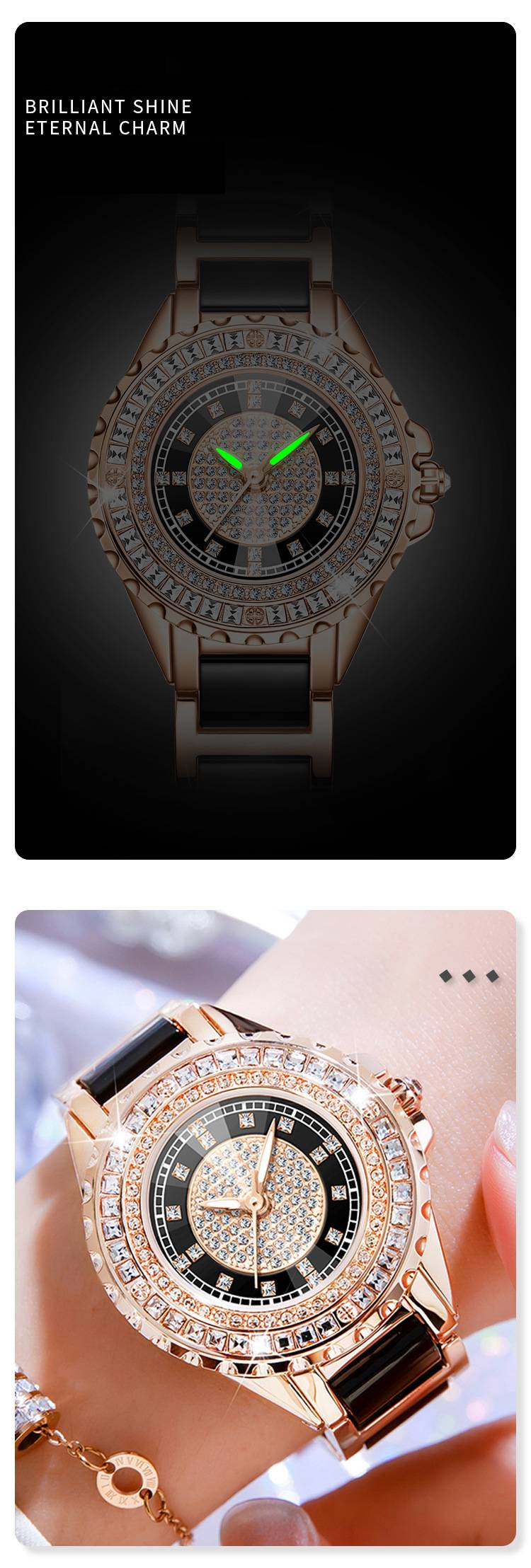 Watch for Women Ceramic Strap with Full Diamond Dial Quartz Ladies Fashion Watch Waterproof Stainless Steel Wristwatch_autovado.com