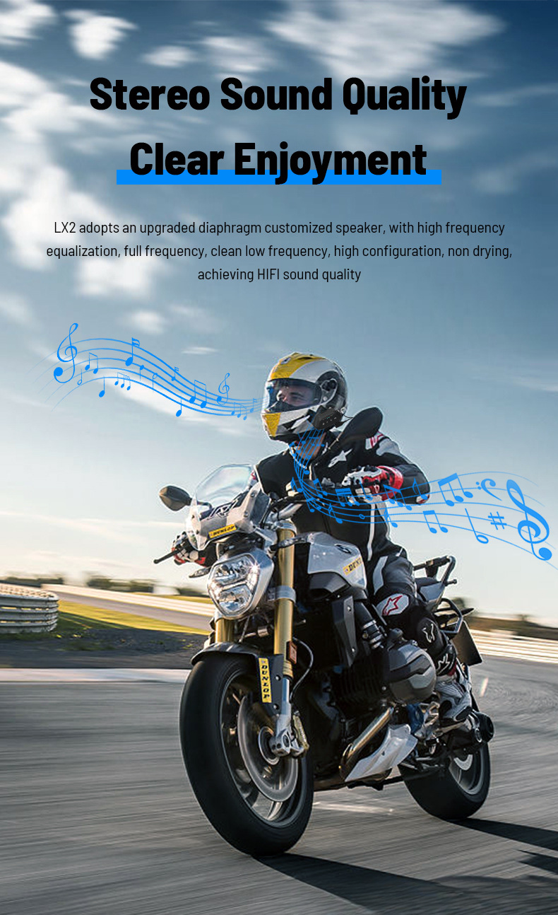 LX2 Motorcycle Waterproof Rider Wireless 5.3 Helmet Bluetooth Earphones_autovado.com