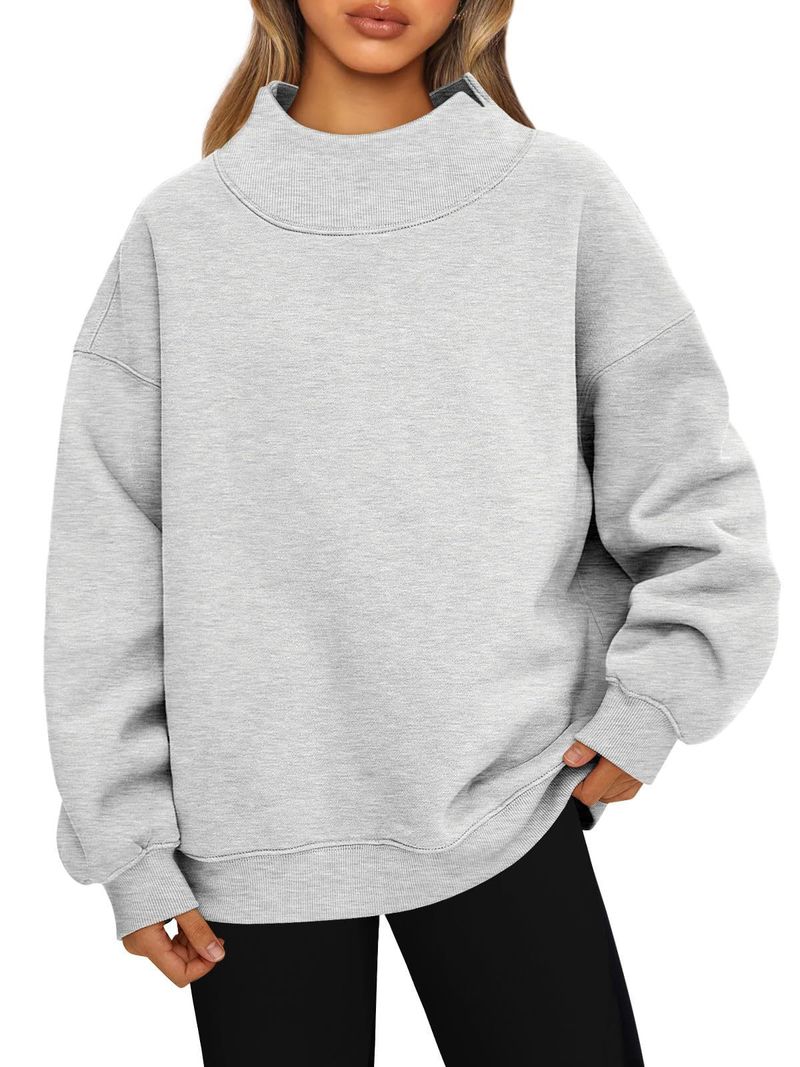Women's sweatshirt long sleeve turtleneck pullover sweatshirt casual sweatshirt fleece top_autovado.com