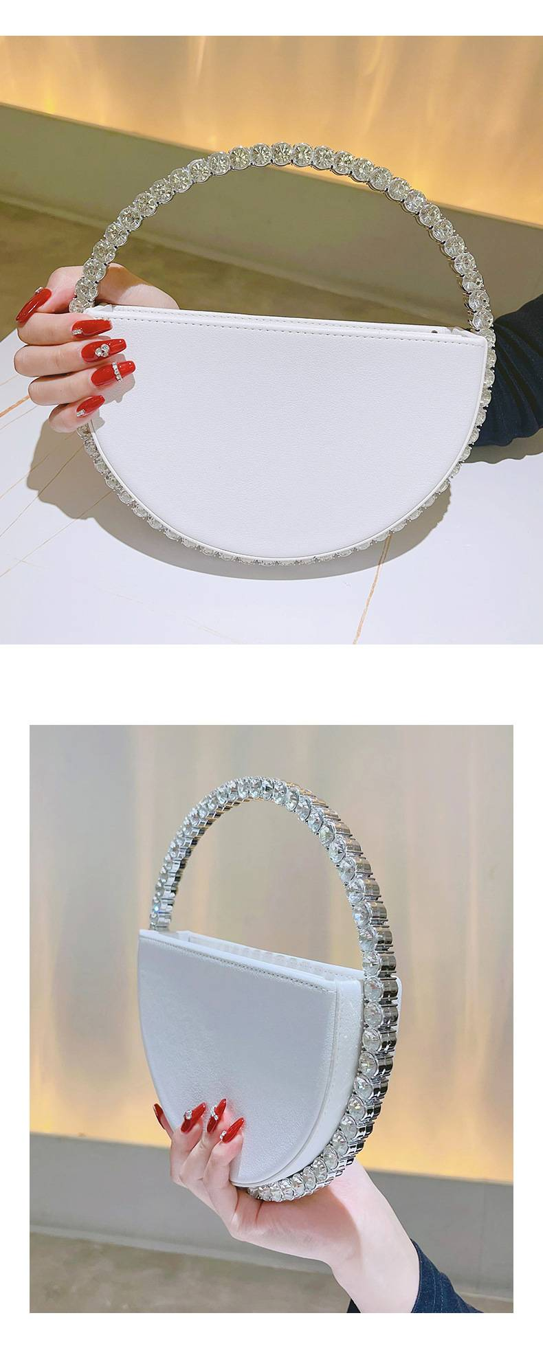 Round Crystal Diamond Bag Sparkling Clutch Bag Internet Celebrity Same Purse Little Fairy Bag Girl Small Bag_autovado.com