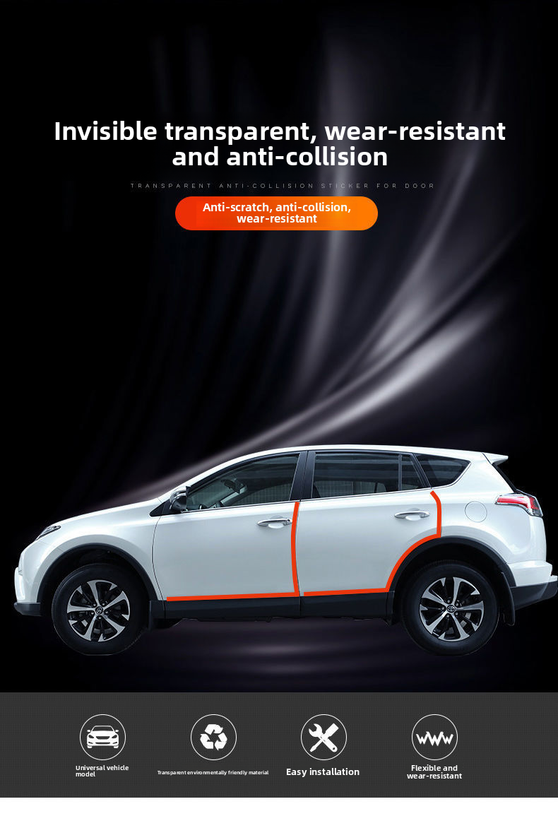 Car Threshold Anti Stepping Sticker, Car Mounted Invisible Transparent Bumper, Anti-collision Strip, Body Protection,_autovado.com