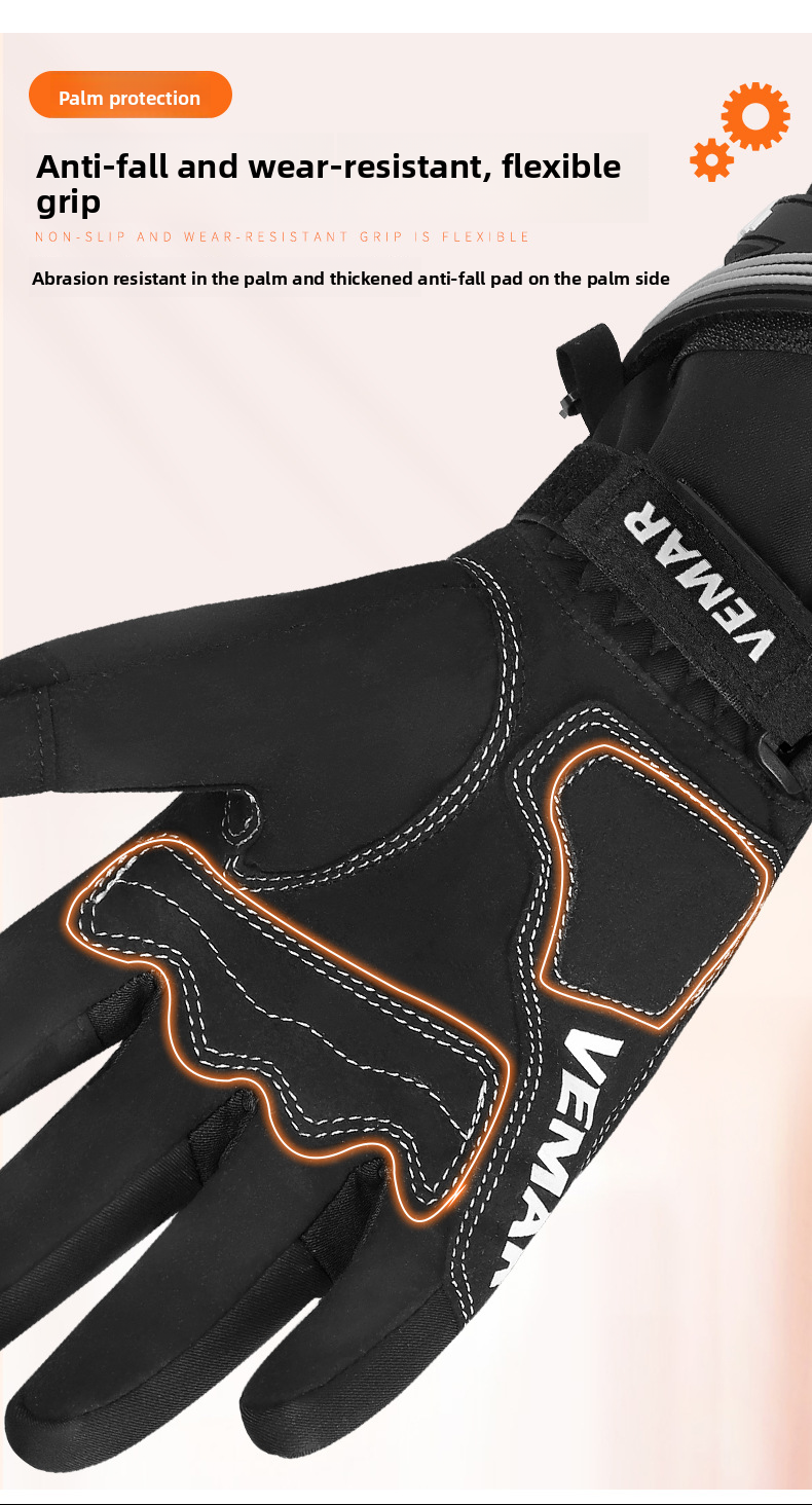 Vemar Riding Autumn Winter Men Windproof Waterproof Fleece Lined Non-Slip Warm Electric Bike Motorcycle Gloves_autovado.com