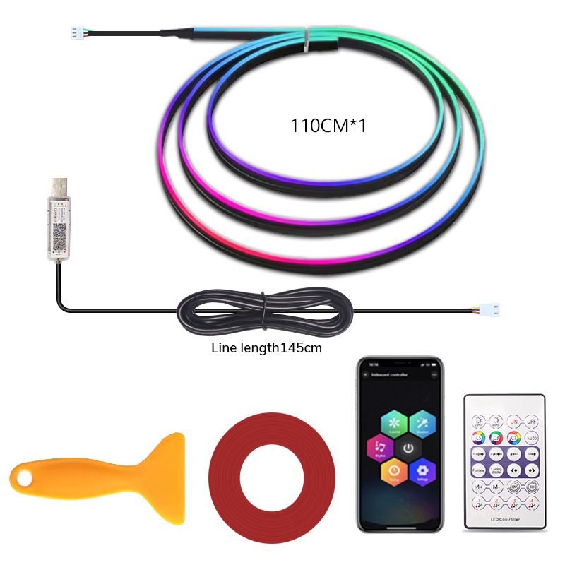 Car Central Control LED Acrylic Interior Colorful Flowing Ambient Decorative USB Light_autovado.com