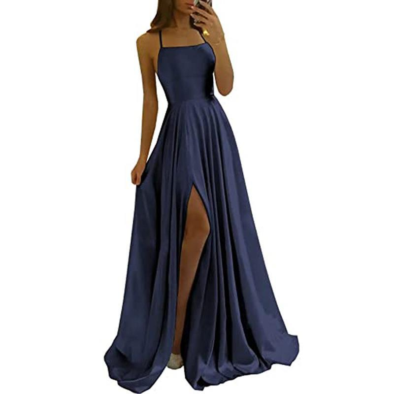 Women's evening dress long suspender graduation party bridesmaid dress temperament slim dress_autovado.com