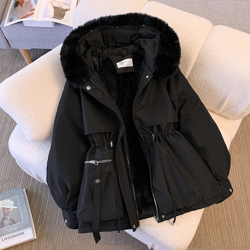 Women's Winter Jacket Fashionable and Versatile Plus Velvet Thick Fur All-in-One Jacket_autovado.com