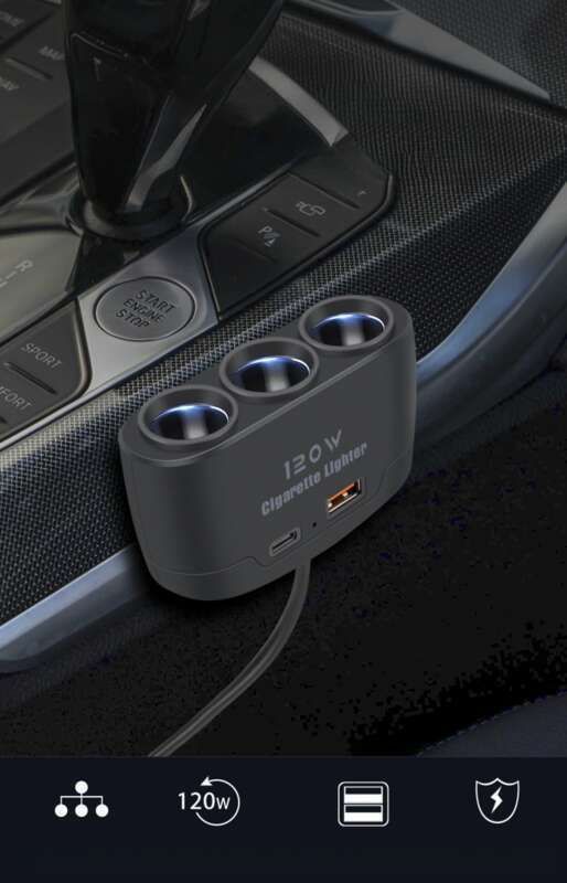 Multi Functional Charger, Car Cigarette Lighter, One To Three With USB+PD Fast Charging Interface, 12V24V Universal_autovado.com