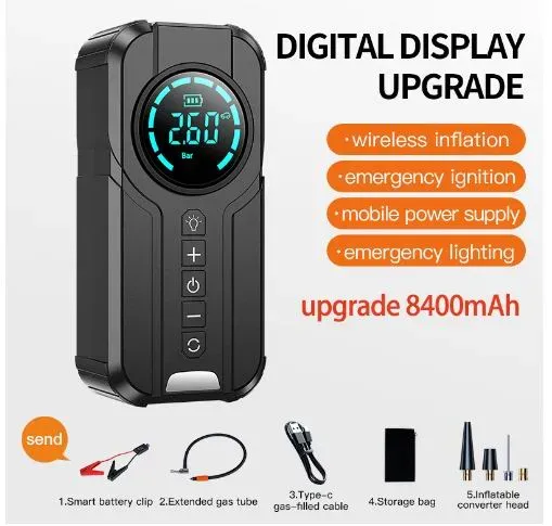 Pump Car Jump Starter Power Bank Lighting Portable Air Compressor Cars Battery Starters Starting Auto Tyre Iator_autovado.com