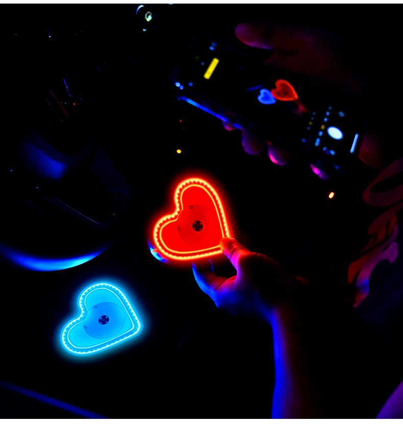 New Solar Heart Atmosphere Car Decorative Triangle Window Ambient Heart-shaped Neon Light_autovado.com
