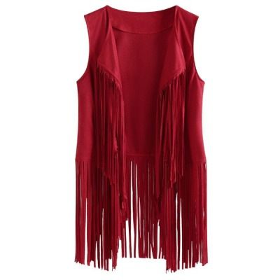 Slim slim sleeveless vest with fringe clip for women_autovado.com