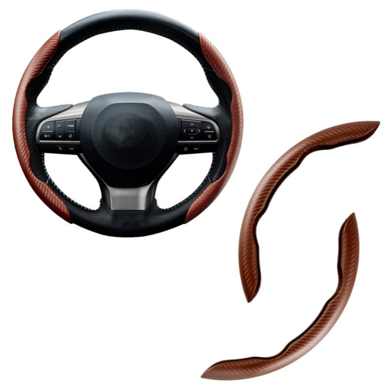 Power Assisted Buckle Ultra-thin Anti Slip Carbon Fiber Patterned Car Suede Steering Wheel Protective Universal Handle_autovado.com