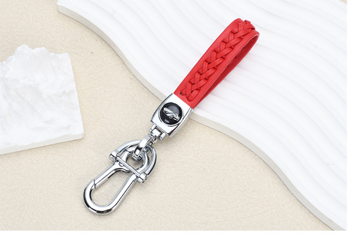 Lambskin Braided Car Keychain Hand Woven Rope Couple Keychain Car Metal Keychain_autovado.com