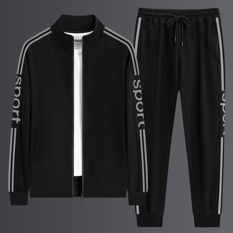 Men's Clothing sports suit men's spring and autumn sweatshirt outdoor running leisure two piece suit loose trend plus size jacket_autovado.com