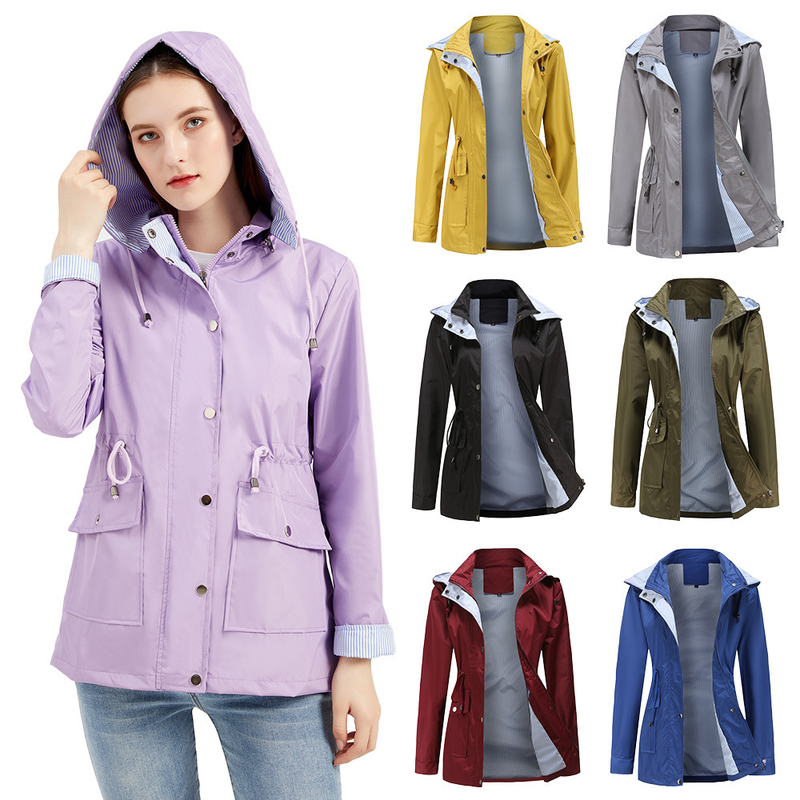 Women's Clothing new autumn and winter detachable hood windbreaker women women's clothing large size women's jacket raincoat_autovado.com