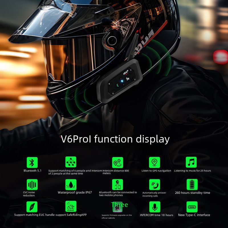EJEAS factory wholesale motorcycle helmet bluetooth intercom headset V6Pro single pack 6 people outdoor switching intercom_autovado.com