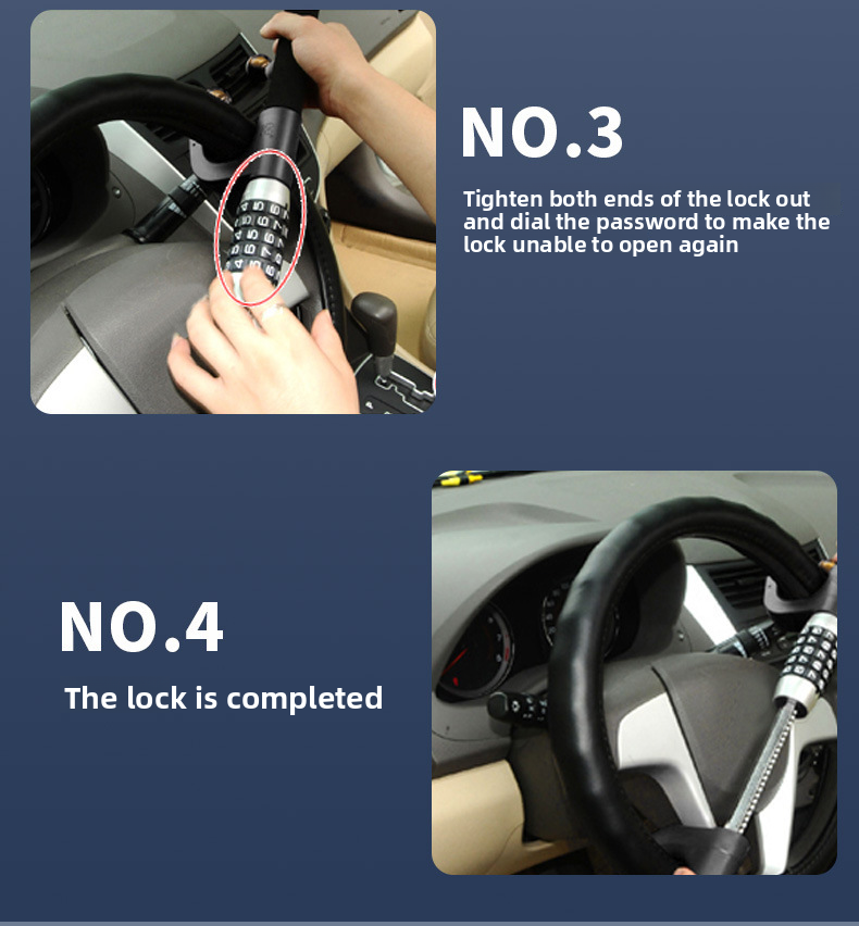 Steering Wheel Multifunctional U-Shaped Anti-Theft Password Lock For Car Use_autovado.com