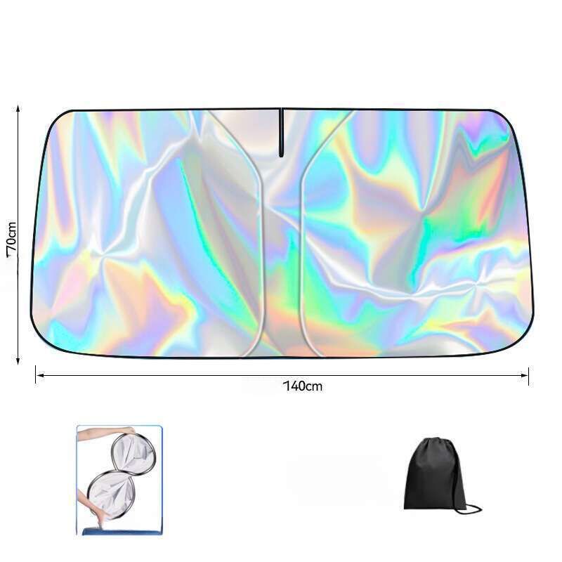 New Front Windshield Sunscreen, Heat Insulation, Foldable Sunshade, Summer Car Laser Sunshade_autovado.com