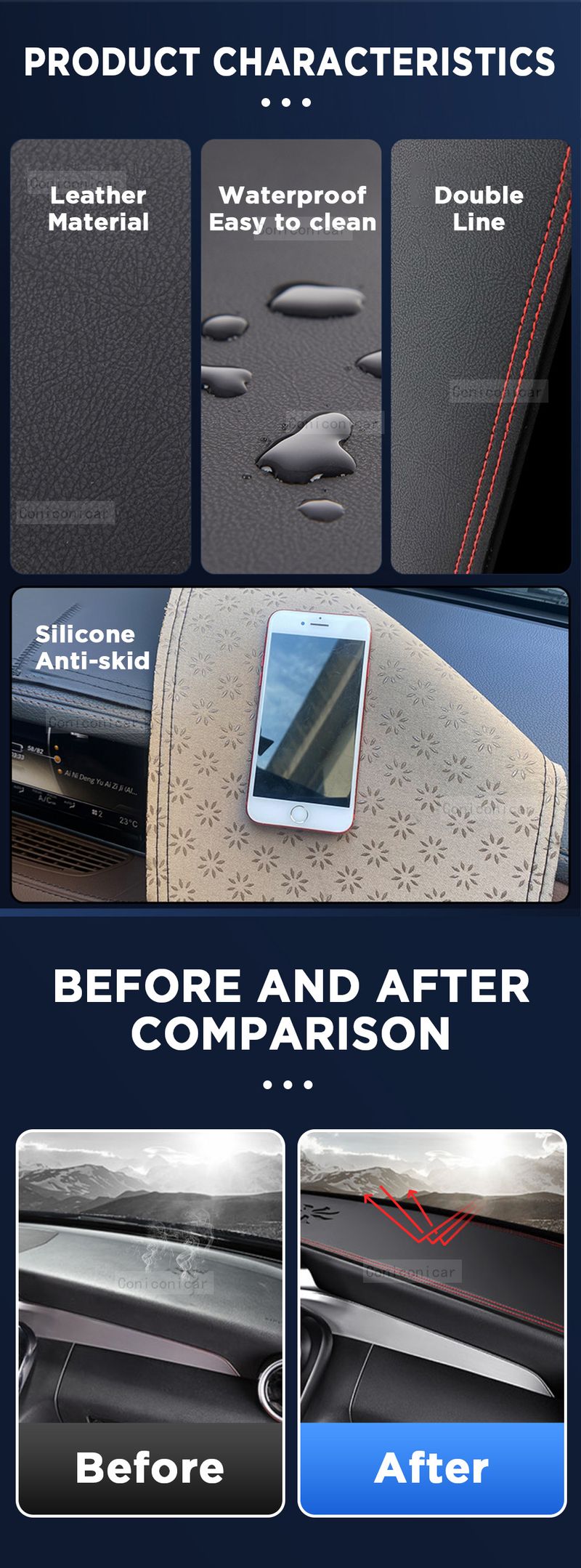 Dashboard Cover Mat Protective Pad For GEELY NEW COOLRAY 2023 2024 Car Accessories Dash Board Sunshade Anti-UV Carpet_autovado.com