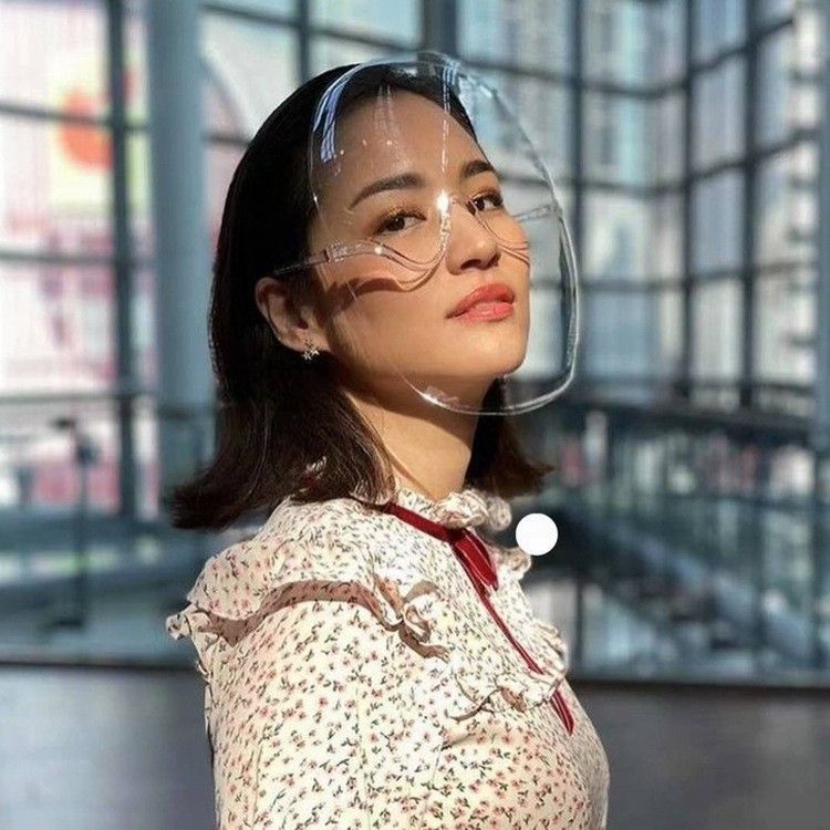 LazyZoom New Transparent Full Face Space Mask Extended Plastic Anti-Oil Cycling Shield_autovado.com