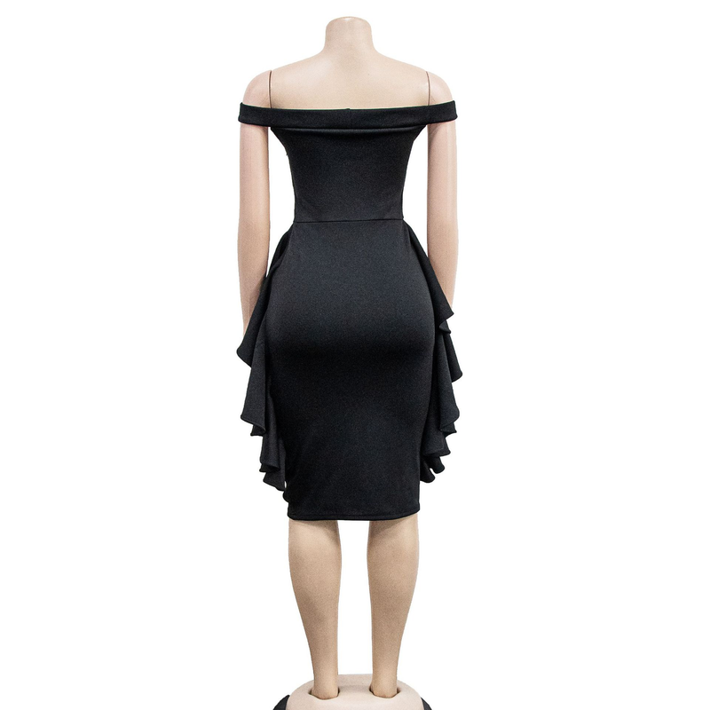 Women's solid color sleeveless ruffle skirt dress for women_autovado.com