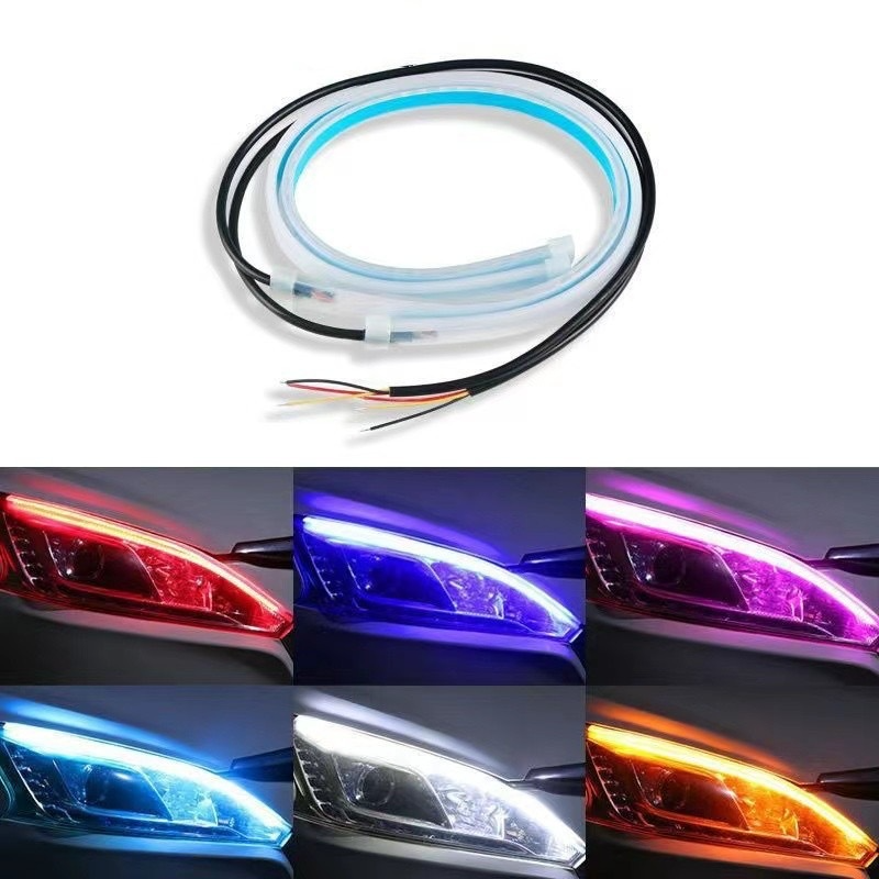 Car Daytime Running Ultra-Thin Guide Flowing Turn Signal Universal LED Silicone Light Strip No Disassembly Required_autovado.com