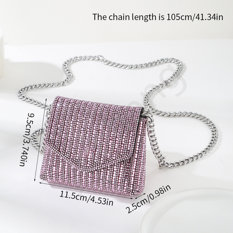 rhinestone glass small square bag mouth red envelope coin purse BlingBling multi-color women's crossbody bag_autovado.com