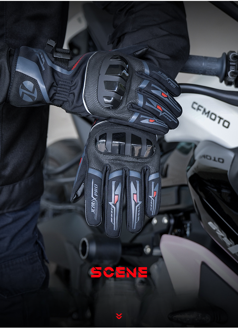 JCCA Winter Riding Anti-Fall Gloves For Men And Women Waterproof Windproof Fleece-Lined Cold-Proof Motorcycle Protective_autovado.com
