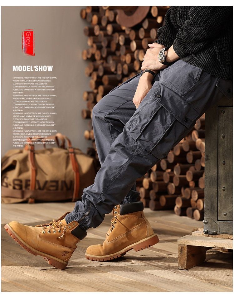 Japanese retro design overalls trousers casual trousers men's 2024 new versatile simple high street fashion loose_autovado.com