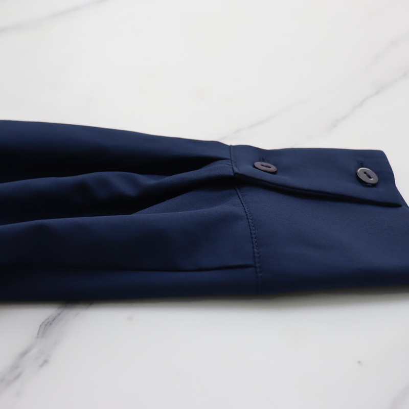 Long sleeved Polo collar high waist fashion casual pleated women's dress_autovado.com