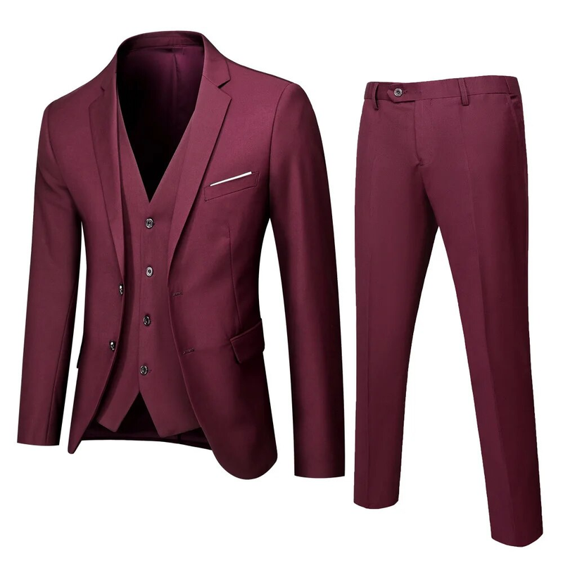 High Quality Men Suit Set Blazers Business 3 Pieces Formal Vest Pants Full Coats 2024 Wedd Elegant Jackets Free_autovado.com