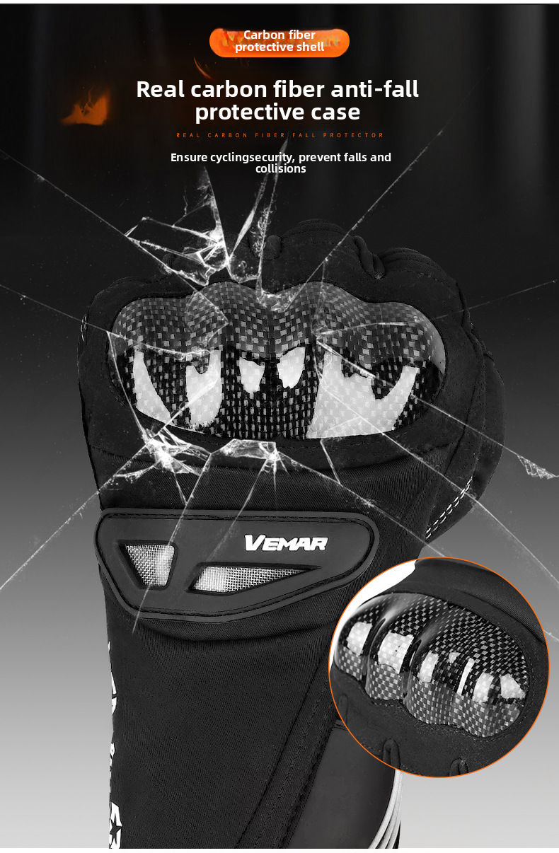 Vemar Riding Autumn Winter Men Windproof Waterproof Fleece Lined Non-Slip Warm Electric Bike Motorcycle Gloves_autovado.com