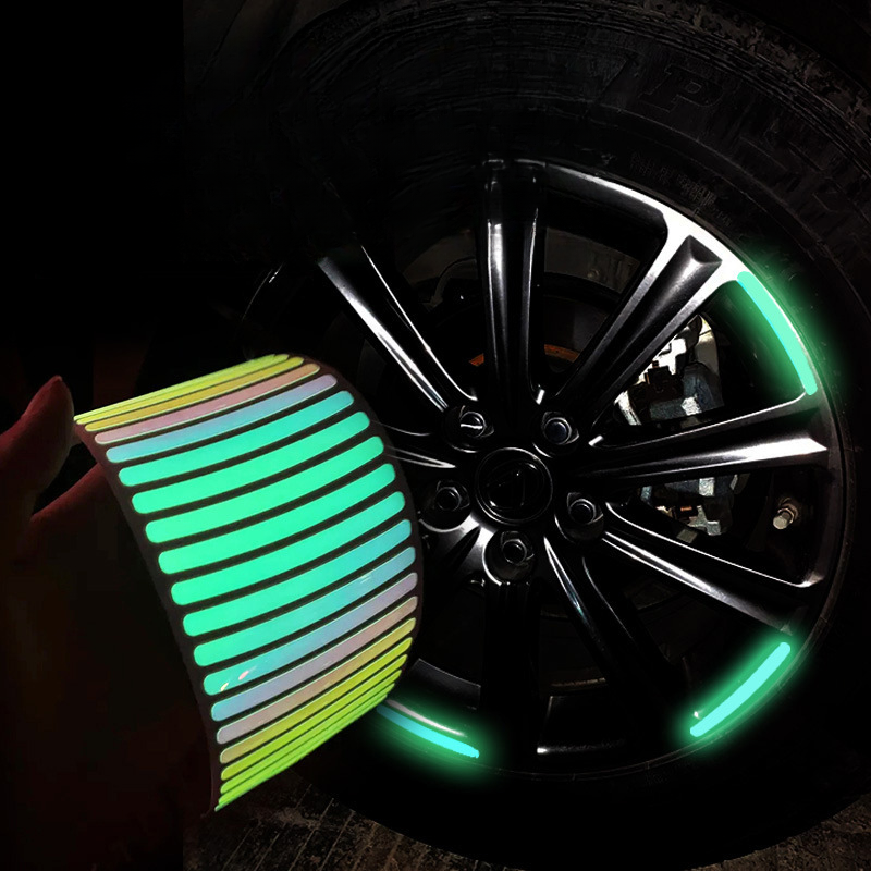 Car wheel hub reflective seven color laser luminous tire anti-collision sticker with personalized creativity, motorcycle_autovado.com