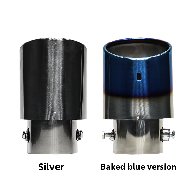 Cross-Border Wholesale Blue Tail Decoration Large Curved Straight Stainless Steel Car Exhaust Pipe Muffler_autovado.com
