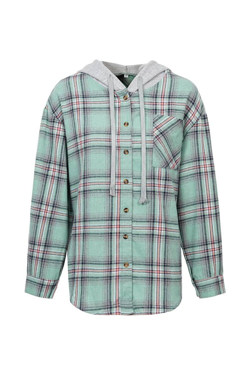 Women's Clothing autumn and winter new hooded sweatshirt buttoned casual shirt jacket_autovado.com