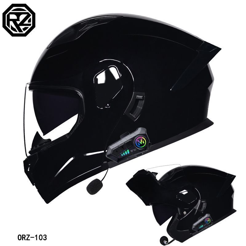 Motorcycle Accessories & Parts flip up helmet double lens helmet men and women Bluetooth full helmet half helmet four seasons tail wing large size_autovado.com