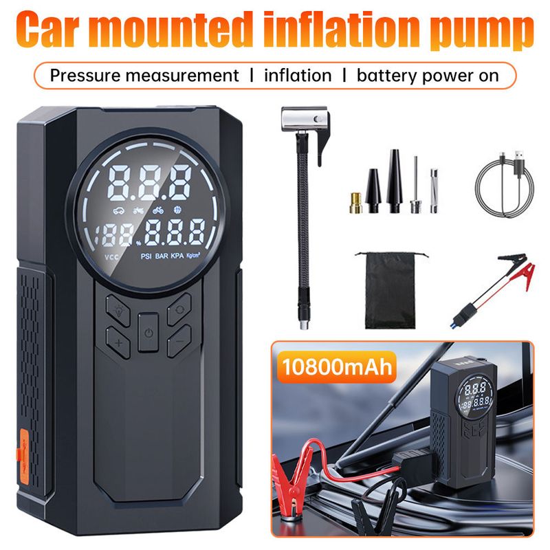 10800mAh 4 In 1 Car Jump Power Bank Pump Tire Air Compressor 12V Emergency Jumper Starter_autovado.com