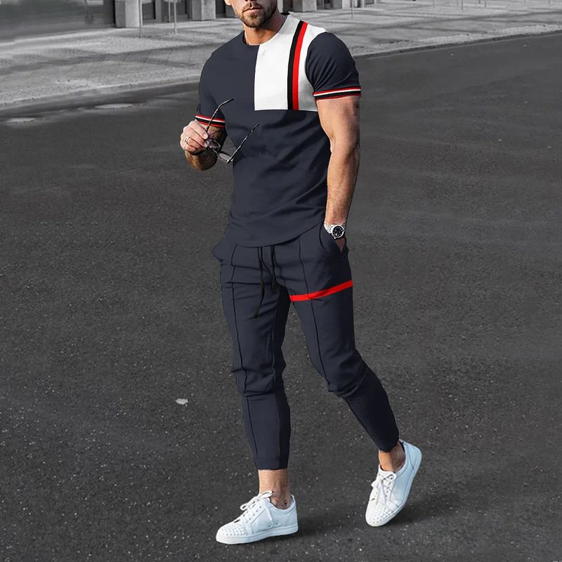 Men's Clothing loose sports suit 3D digital printing personalized fashion short-sleeved trousers_autovado.com