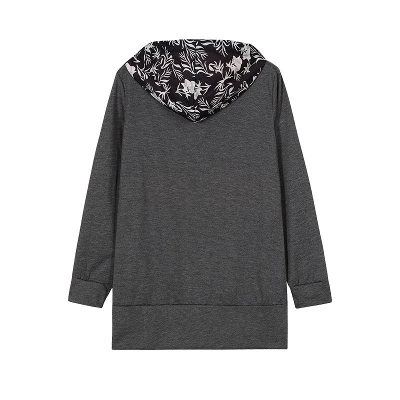 Women's Clothing women's sweatshirt zipper color matching print hooded long sleeved jacket_autovado.com