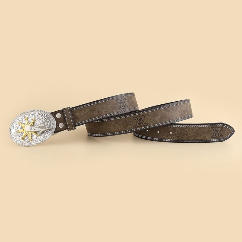 HOT Engraved Flower Buckle Vintage Belt Cowboy Belts For Men Western DXAA_autovado.com