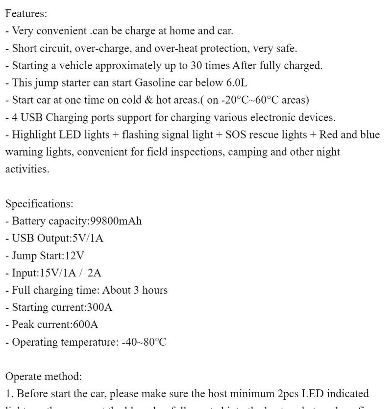 99800mAh 68800mAh 12v Car Jump Starter Powerbank Emergency Power Bank LED With Tire Pump Inflator 4 USB Phone Portable_autovado.com