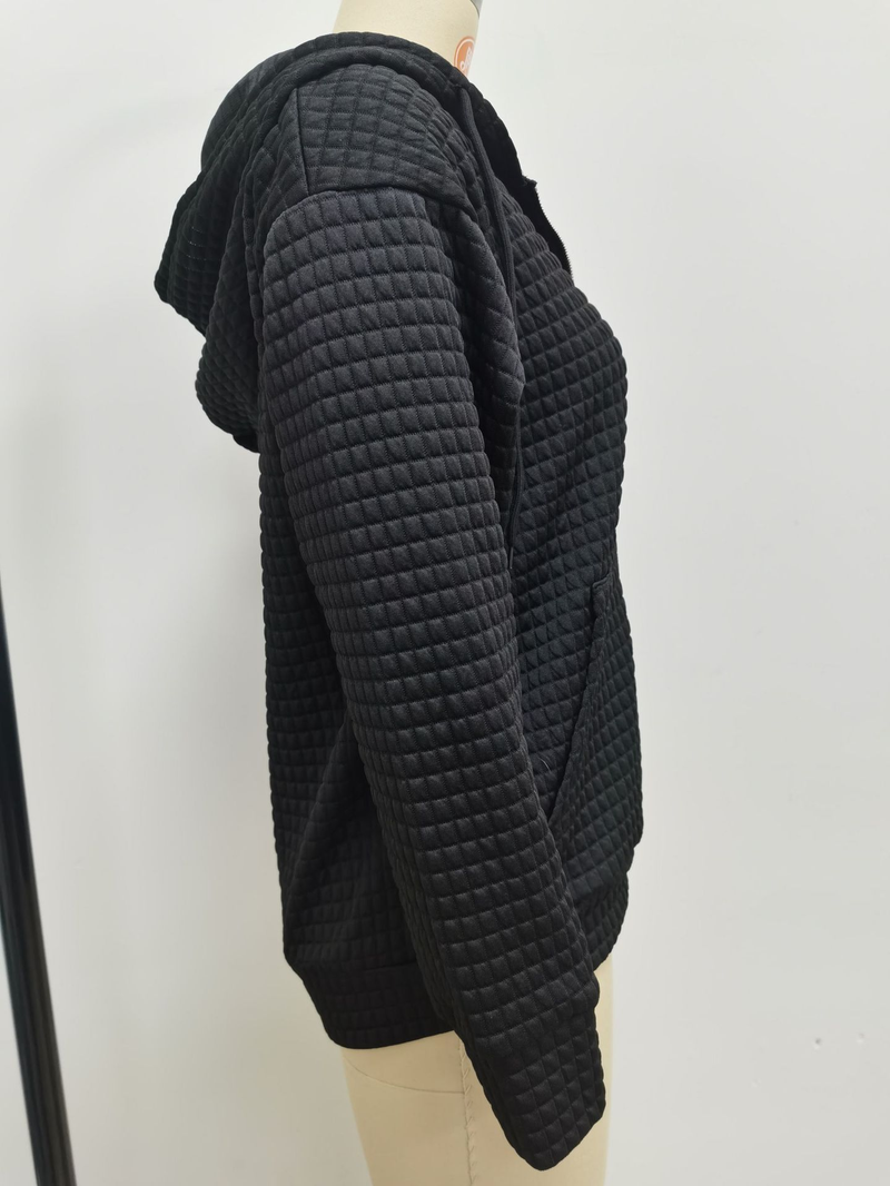 Women's Clothing zipper hooded cardigan long sleeved sweater jacket_autovado.com