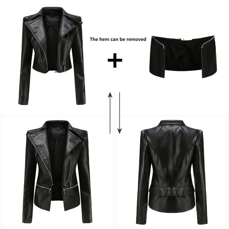 Women's Clothing Leather Jacket With Detachable Hem Fashion Casual Jacket_autovado.com