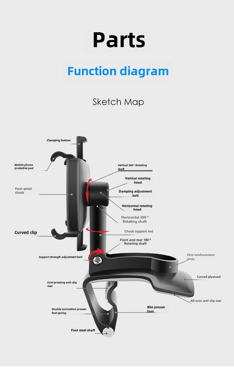 Cross-border car mobile phone bracket car multi-function rotating car dashboard rearview mirror navigation bracket wholesale_autovado.com