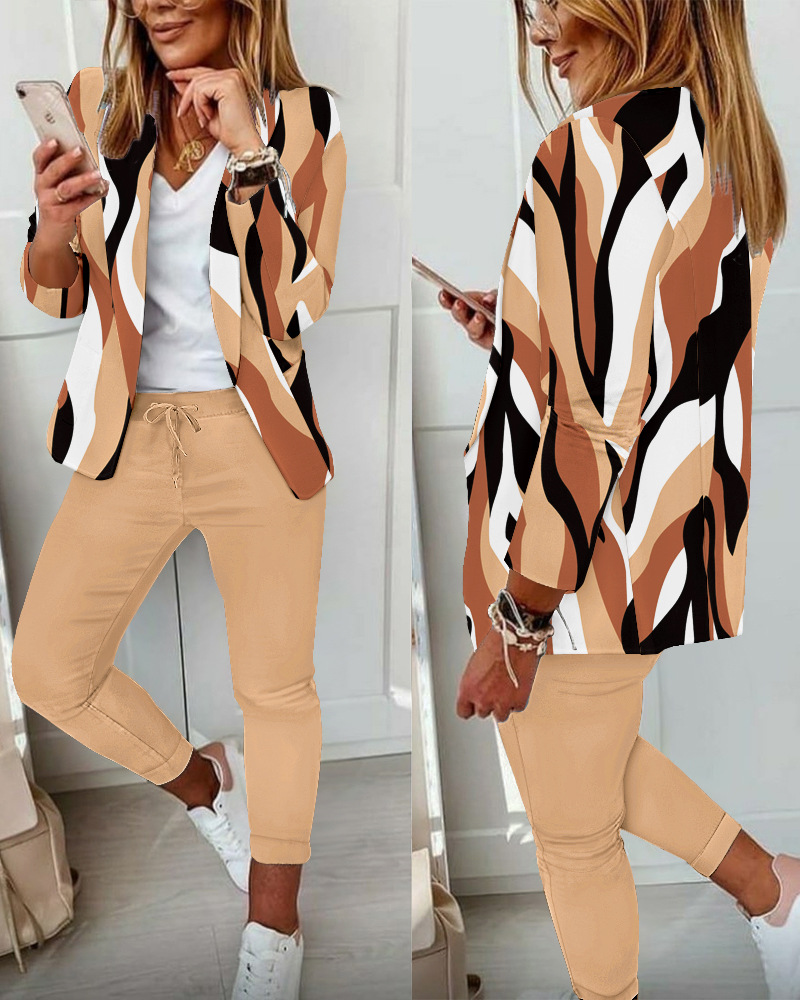 Women's Solid Color Professional Suit Set - Commuting Style Blazer & Pants | Office Workwear Outfit_autovado.com