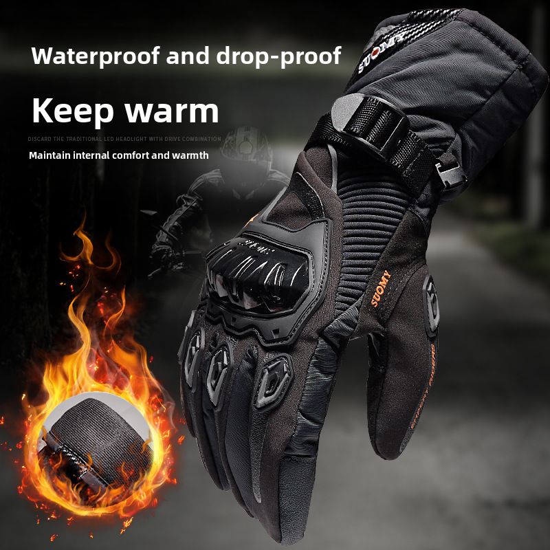 Winter Motorcycle Waterproof Warm All-Season Riding Motorbike Rider Anti-Fall Off-Road Thickened Long Gloves For Men_autovado.com