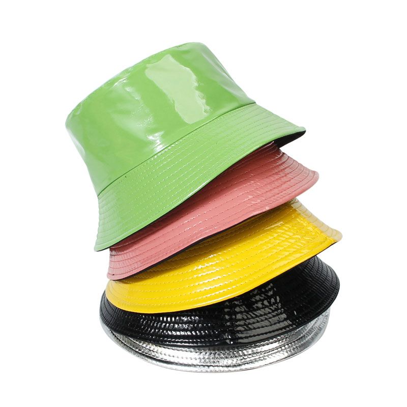 Hot Sale Fashion Shiny Hip-Hop Bucket for Women Men PU Leather Waterproof Panama Summer Fisherman Bob Sun Hat Fishing Cap_autovado.com