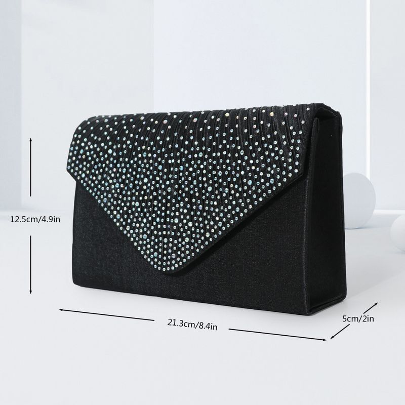 ladies small square bag evening bag fashion handbag solid color diamond evening bag banquet bag_autovado.com