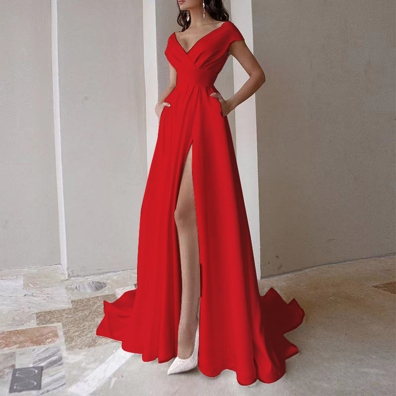 Women's fashion temperament commuter maxi dress Evening dress_autovado.com