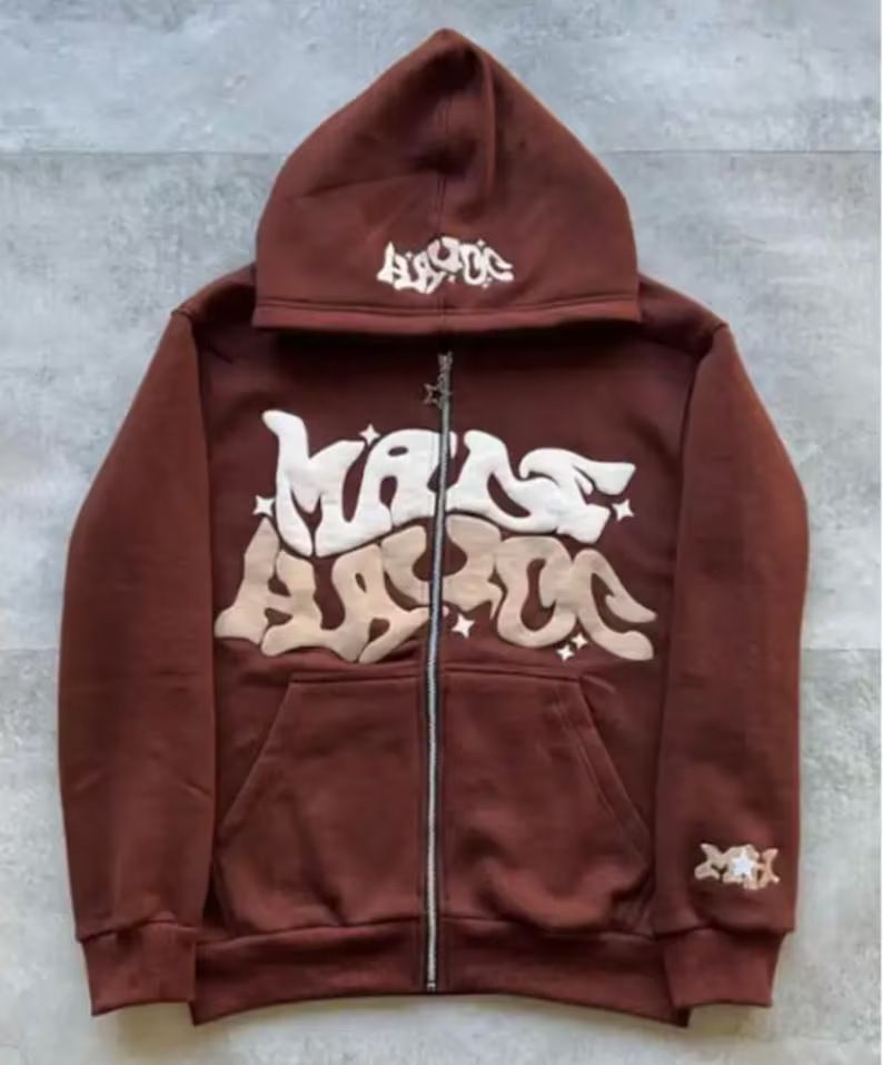 Men's Clothing joint trend Gothic punk hip-hop fashion zipper digital printing hoodie_autovado.com