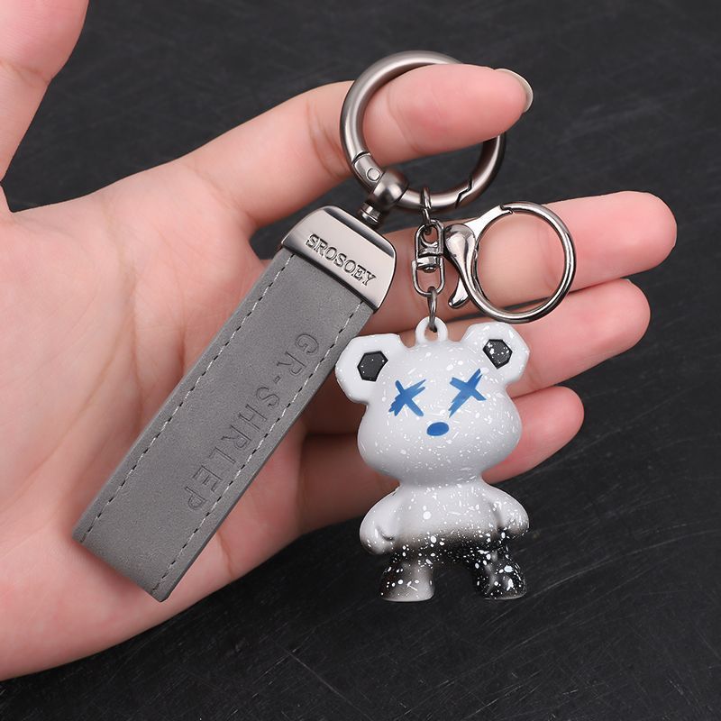 Chameleon Bear Keychain Flip Fur Car Keychain Female Cartoon Bear Creative Couple Exquisite Bag Pendant_autovado.com